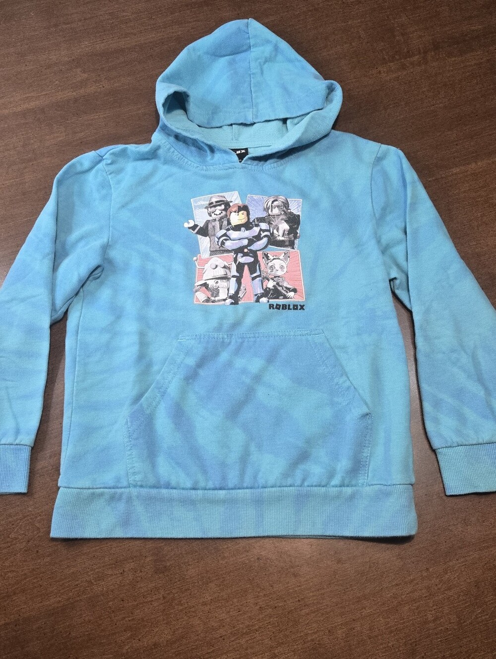 *SALE* Boys Roblox Blue Tie-Dye Printed Long Sleeve Hoodie Pullover Small